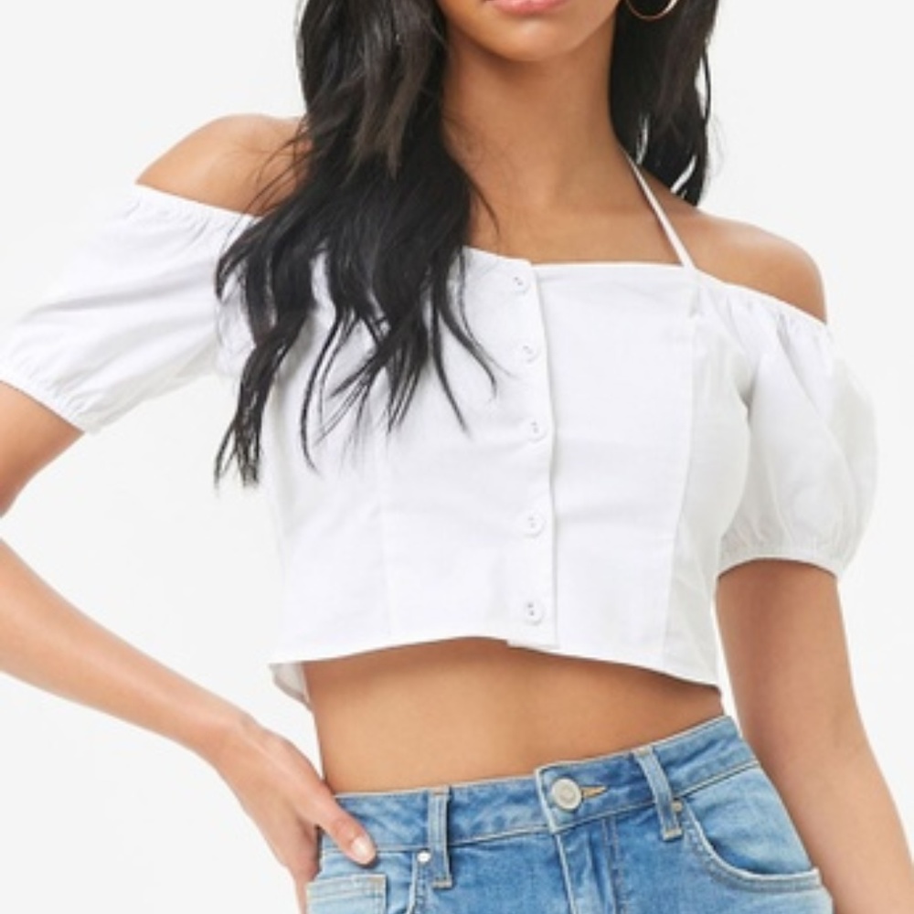 Forever 21 white halter crop top small